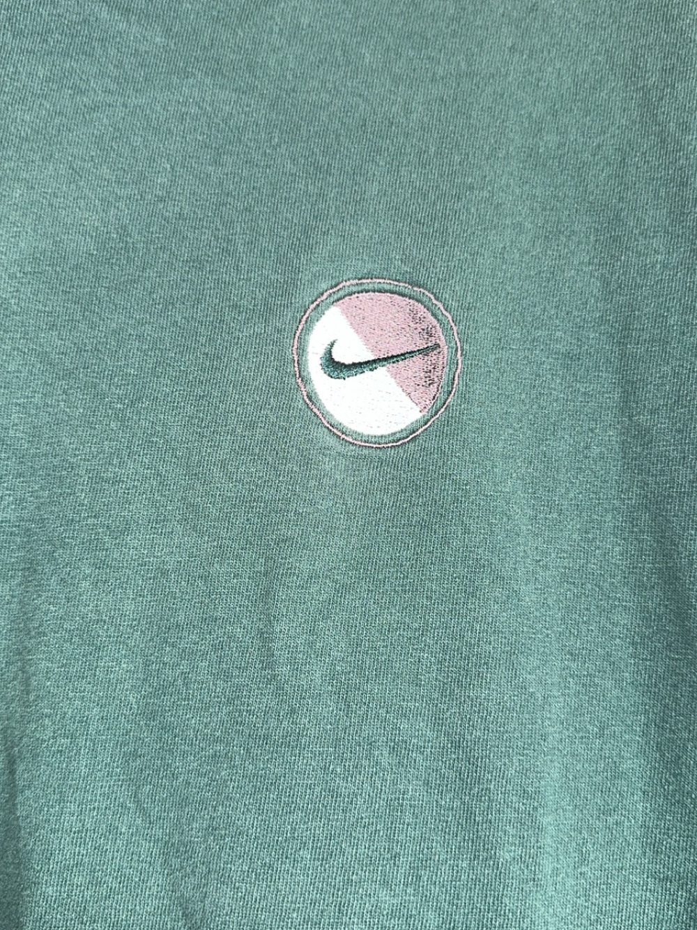 Vintage Nike Short Sleeve Crew Tee in Teal Green with Geay-White Logo